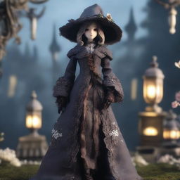 The Dream Hunter Doll from Bloodborne standing gracefully in the Hunter's Dream