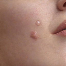 A realistic close-up of a single pimple on clean skin, showing its detailed texture.