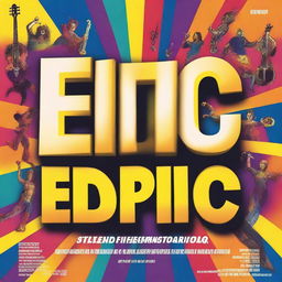 A vibrant and dynamic poster for 'Epic the Musical