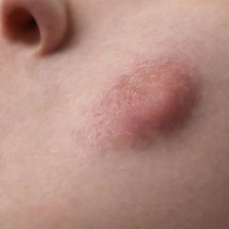 A realistic close-up of a single pimple on clean skin, showing its detailed texture.