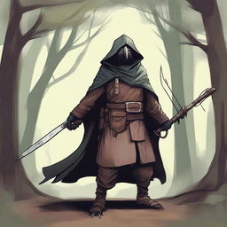 A detailed fantasy illustration of a Kenku ranger