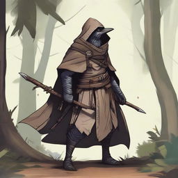 A detailed fantasy illustration of a Kenku ranger