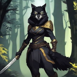 A fierce and stealthy female rogue Rakshasa with panther-like features