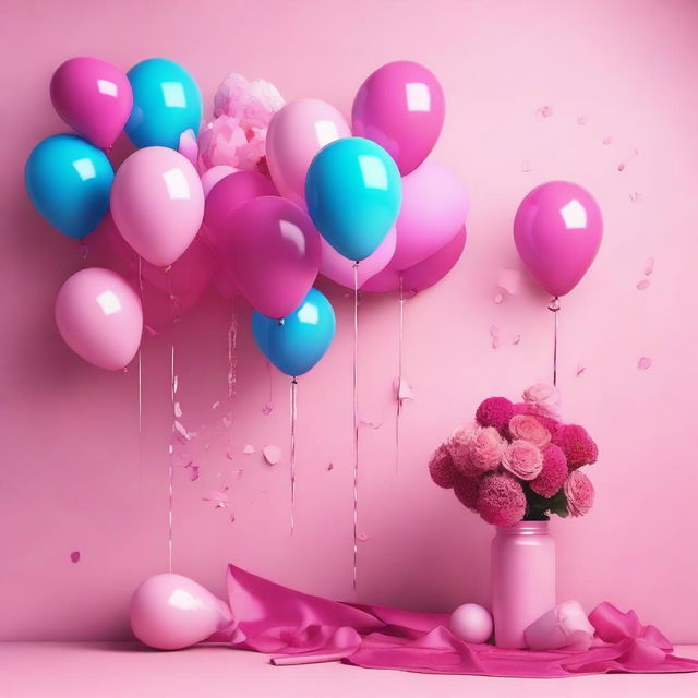 A vibrant and lively image featuring various shades of pink