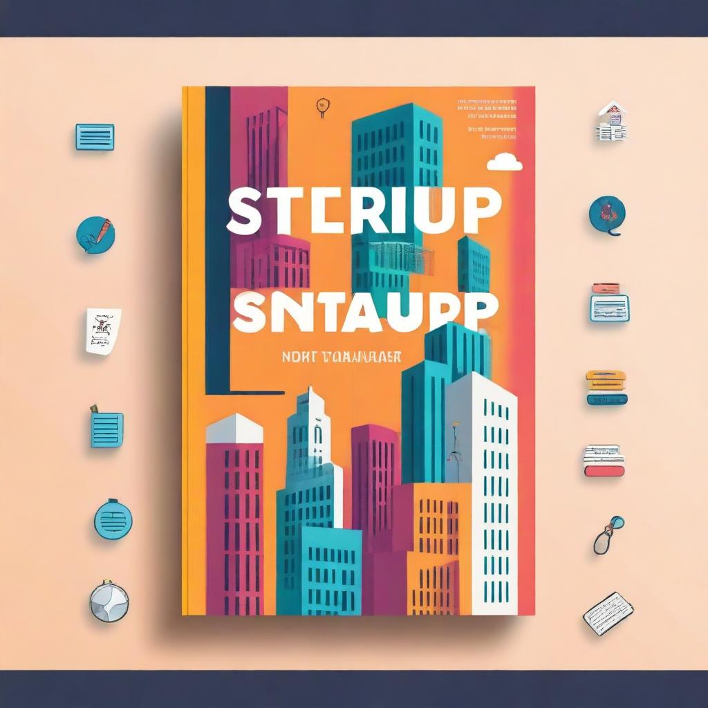 A vibrant and modern book cover for a guide on building a startup from a campus setting, focusing on student entrepreneurs