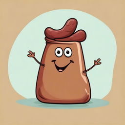 A whimsical illustration of a bag of poo with a long sausage sticking out