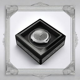 Create an image featuring a black box designed to hold a watch