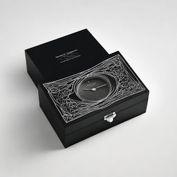 Create an image featuring a black box designed to hold a watch