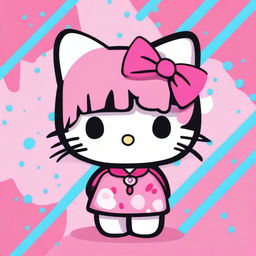 A cute illustration of Hello Kitty with bangs