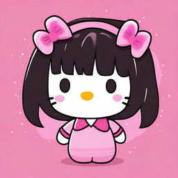 A cute illustration of Hello Kitty with bangs