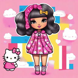 An illustration of Nicki Minaj inspired by Hello Kitty