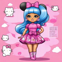 An illustration of Nicki Minaj inspired by Hello Kitty