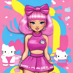 An illustration of Nicki Minaj inspired by Hello Kitty