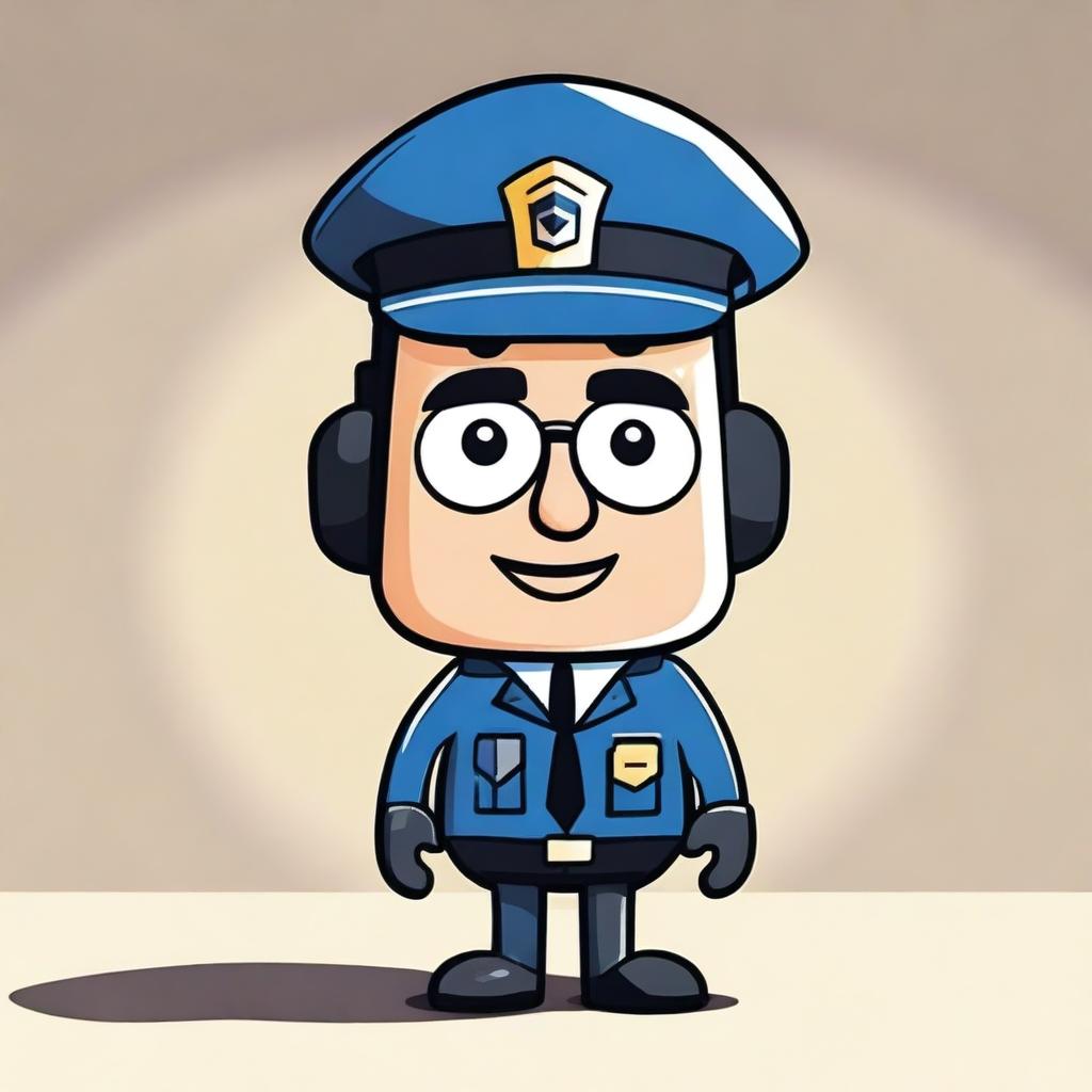 A cartoon-style policeman with a TV head