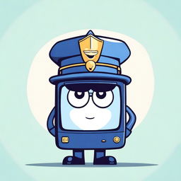 A cartoon-style policeman with a TV head