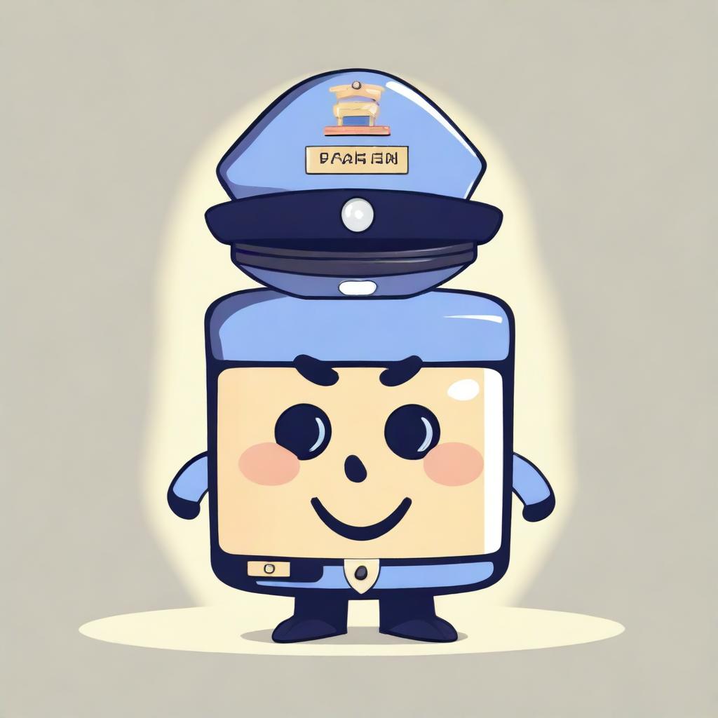 A cartoon-style policeman with a TV head