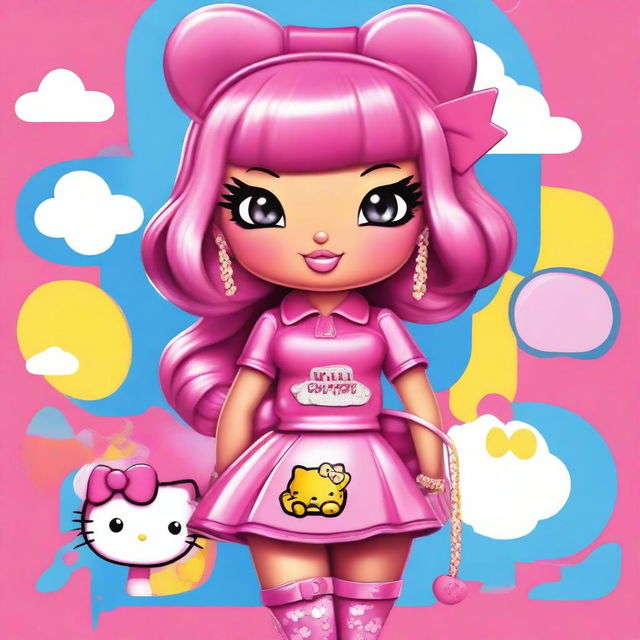 A fun and imaginative illustration of Nicki Minaj as Hello Kitty