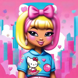 A fun and imaginative illustration of Nicki Minaj as Hello Kitty