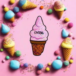 A soft pink background filled with many colorful sprinkles