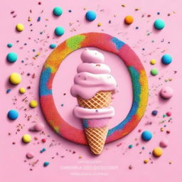 A soft pink background filled with many colorful sprinkles