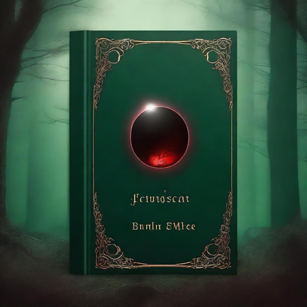 A dark green and red renaissance fantasy book cover featuring an eclipse symbol