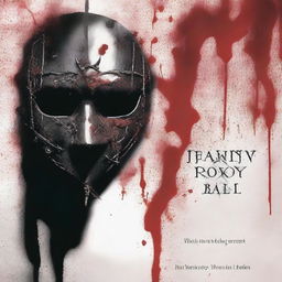 A book cover featuring a masquerade ball mask with a dagger in the middle of it, covered in blood