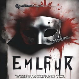 A book cover featuring a masquerade ball mask with a dagger dripping blood onto the mask from the air