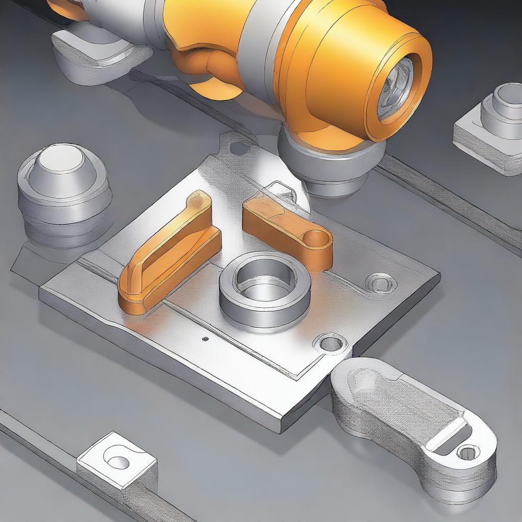 Create an image representing the fundamentals of NX Manufacturing, showcasing key concepts such as CAD design, CAM processes, and CNC machining