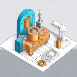 Create an image representing the fundamentals of NX Manufacturing, showcasing key concepts such as CAD design, CAM processes, and CNC machining