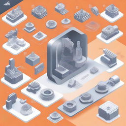 A detailed illustration of NX Manufacturing Fundamentals, showcasing various aspects of the software, including CAD design, CAM programming, and CNC machine simulation