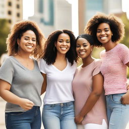 A group of diverse women standing together, showcasing unity and empowerment