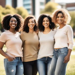 A group of diverse women standing together, showcasing unity and empowerment