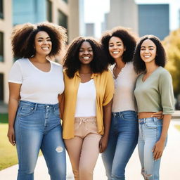 A group of diverse women standing together, showcasing unity and empowerment