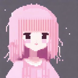 Create a pixel art character of a girl in soft pink tones