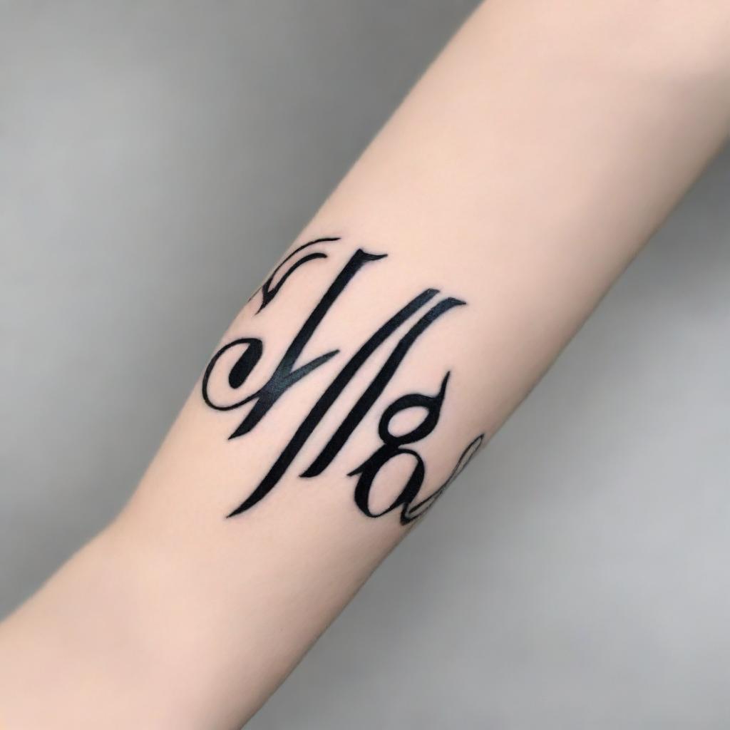 A tattoo design featuring a name in an elegant and artistic font