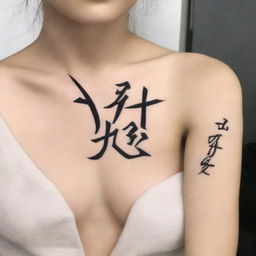 A tattoo design featuring the name '王秦珂' in an elegant and artistic font