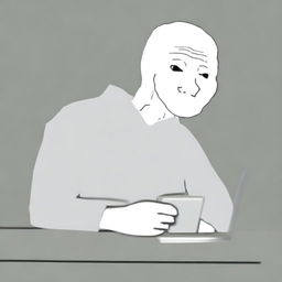 Create an image of Wojak, a popular internet meme character, depicted in a humorous and relatable situation