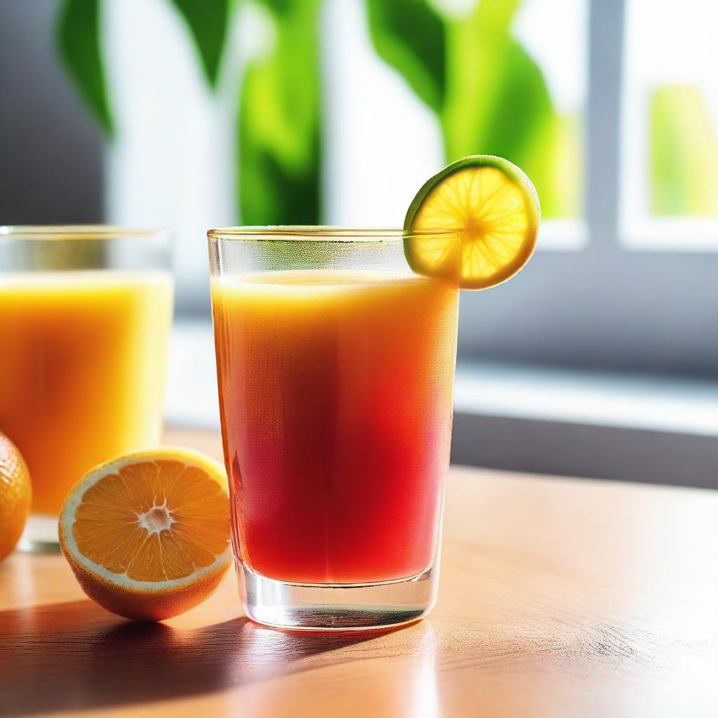 A refreshing glass of juice placed on a table