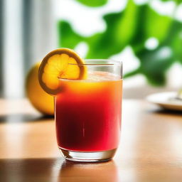 A refreshing glass of juice placed on a table