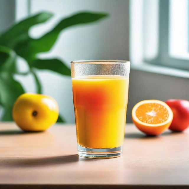 A refreshing glass of juice placed on a table