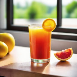 A refreshing glass of juice placed on a table