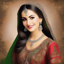 A beautiful Pakistani woman with traditional attire, showcasing cultural beauty and elegance