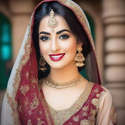 A beautiful Pakistani woman with traditional attire, showcasing cultural beauty and elegance