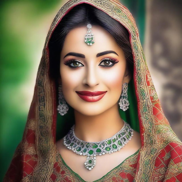 A beautiful Pakistani woman with traditional attire, showcasing cultural beauty and elegance