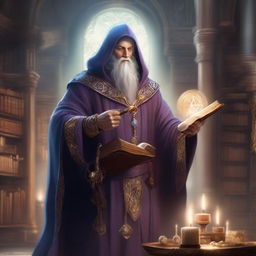 A male human wizard in a fantasy Dungeons and Dragons setting