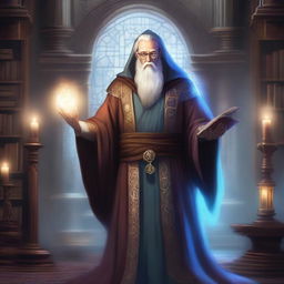 A male human wizard in a fantasy Dungeons and Dragons setting