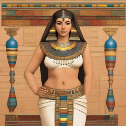 An adult Egyptian female weighing 92kg, wearing traditional Egyptian clothes that appear tight