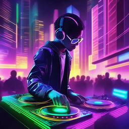 A vibrant and energetic scene depicting the essence of a techno song