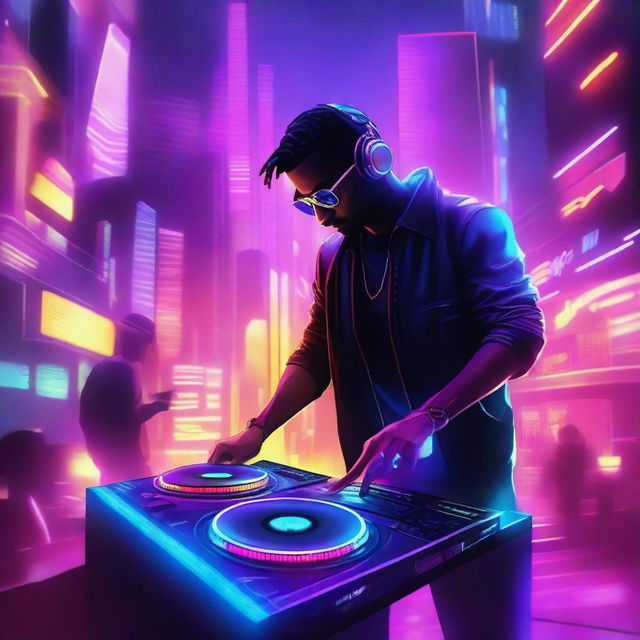 A vibrant and energetic scene depicting the essence of a techno song