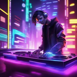 A vibrant and energetic scene depicting the essence of a techno song created by the user